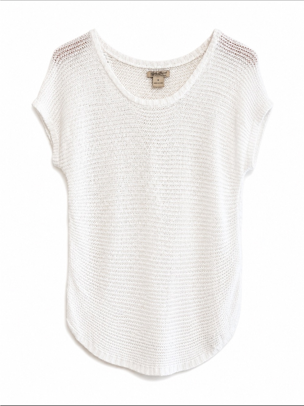 Lucky Brand Knit Sweater Womens Medium Eyelet Back Cotton White